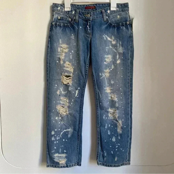 Vintage Forever 21 Rhinestones Capri Crop Ankle Low Rise Jeans 26 - Picture 1 of 5